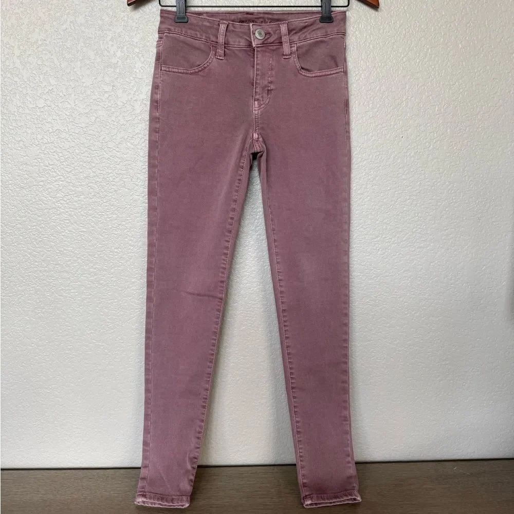 American Eagle Next Level Stretch Mauve Pink Cropped Skinny Jeans 4